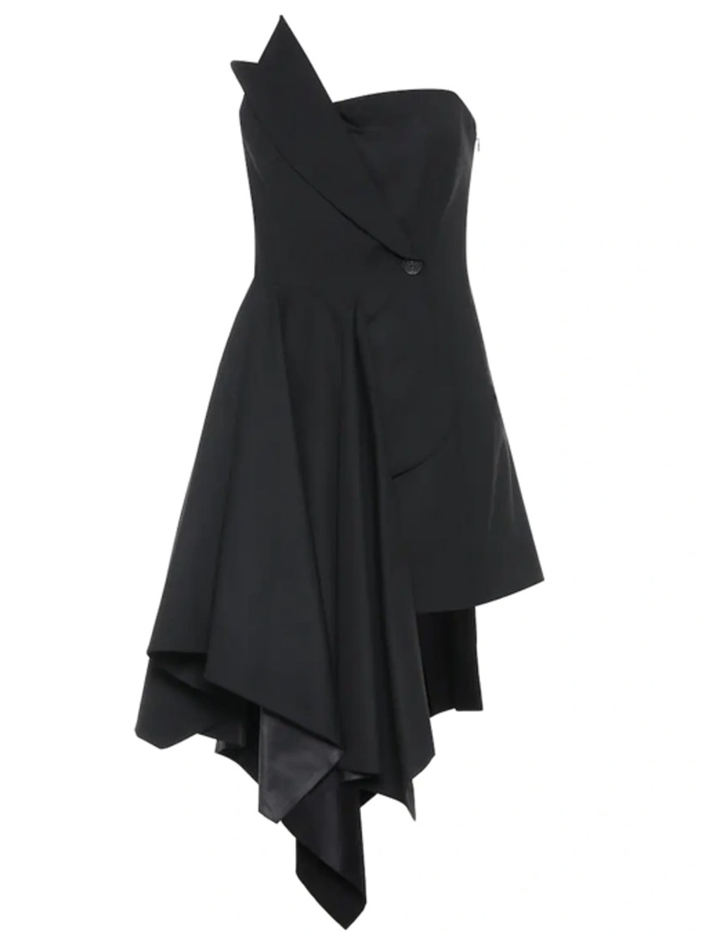 MONSE Black Strapless Asymmetrical Handkerchief-Hem Dress